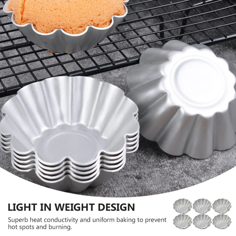 6pcs Aluminium Alloy Egg Tart Mold Nonstick Flower Shape Cake Baking Molds