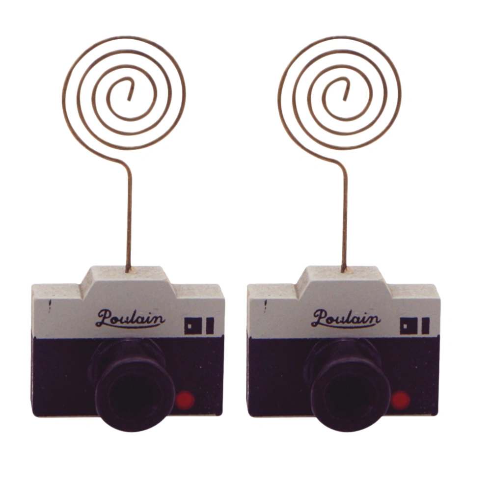 2pcs Wooden Message Holder Fashion Desk Photo Clip Business Holder Message Clip Ornaments Retro Table Party Decoration (Camera)