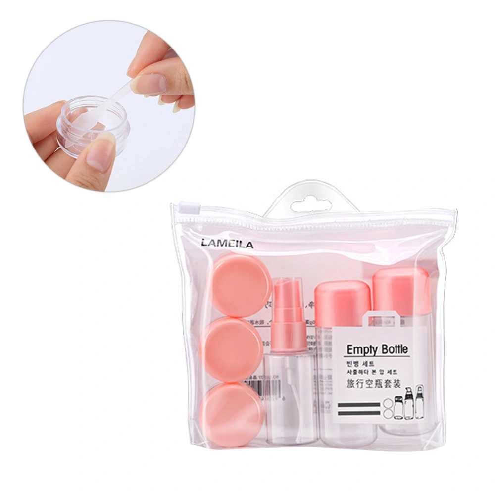 8PCS Travel Makeup Bottles Set Portable Empty Bottle Kit Reusable Spray Bottle Set Squeeze Bottle Cream Bottle Kit Practical Cosmetic Sprayer Bottle Kit for Travel Trip Use Pink