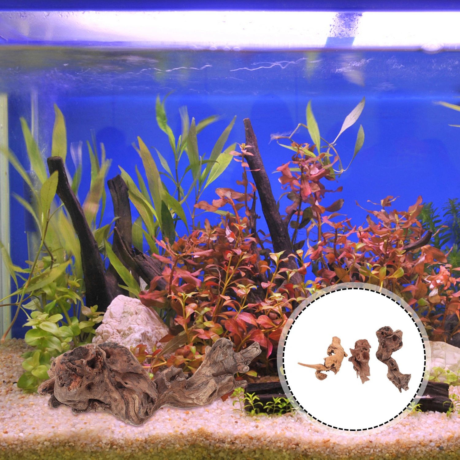 3pcs Aquarium Tree Stump Decor Fish Tank Aquarium Wooden Stub Decoration