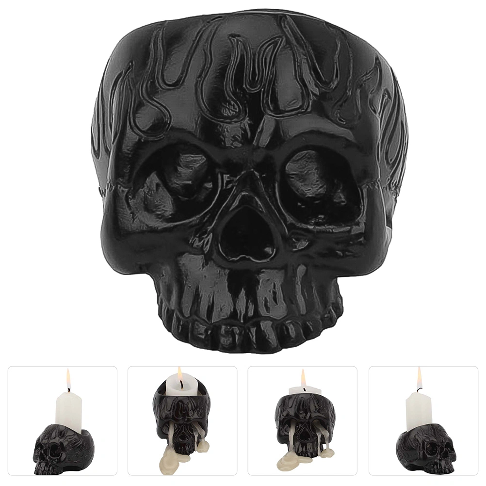 Creative Skull Head Shape Candlestick Resin Candle Stick Candle Holder Ornament