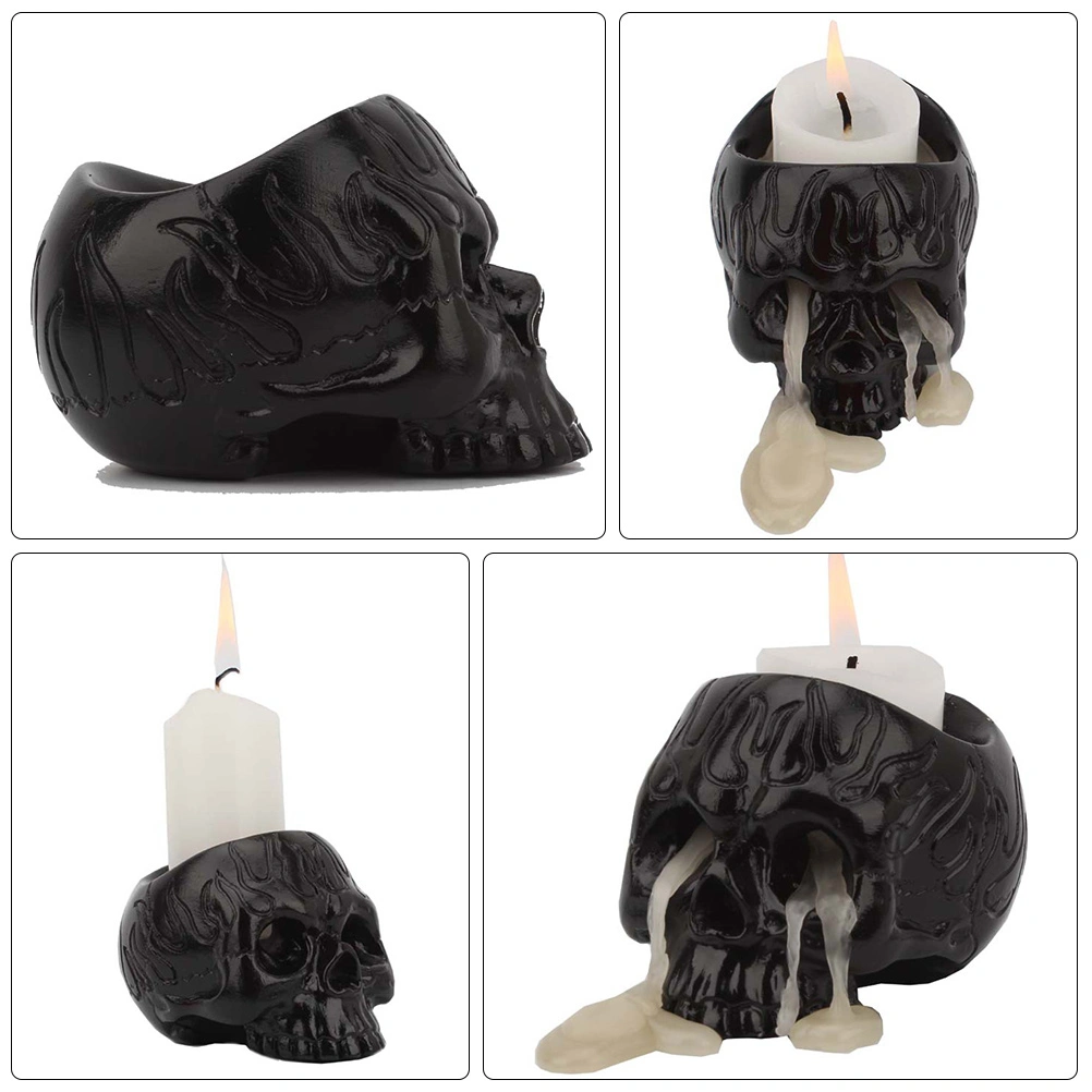 Creative Skull Head Shape Candlestick Resin Candle Stick Candle Holder Ornament