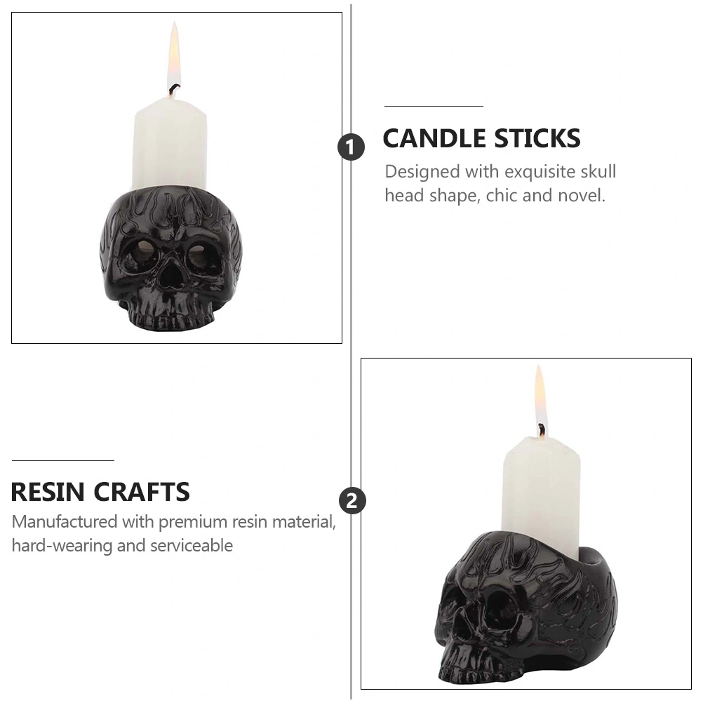 Creative Skull Head Shape Candlestick Resin Candle Stick Candle Holder Ornament