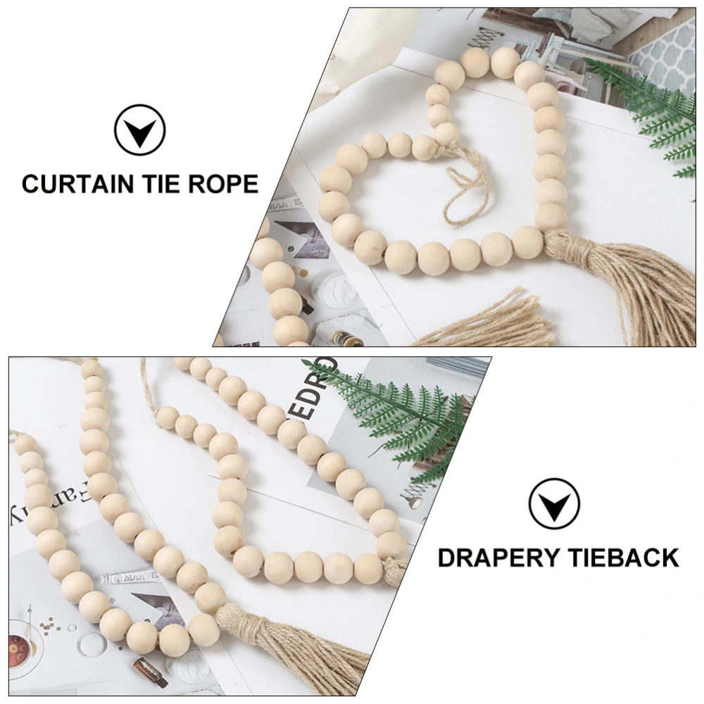 3pcs Chic Wood Bead Tassel Curtain Tiebacks Curtain Drapery Holdbacks Holders