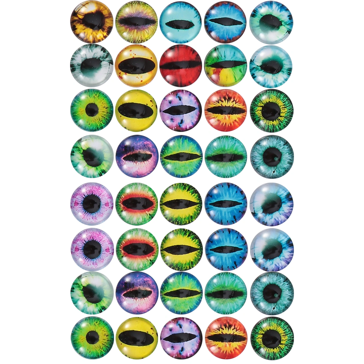 50Pcs 20mm Round Glass Animal Eye Time Glass Sticker DIY Jewelry Charms Accessories (Random Color)