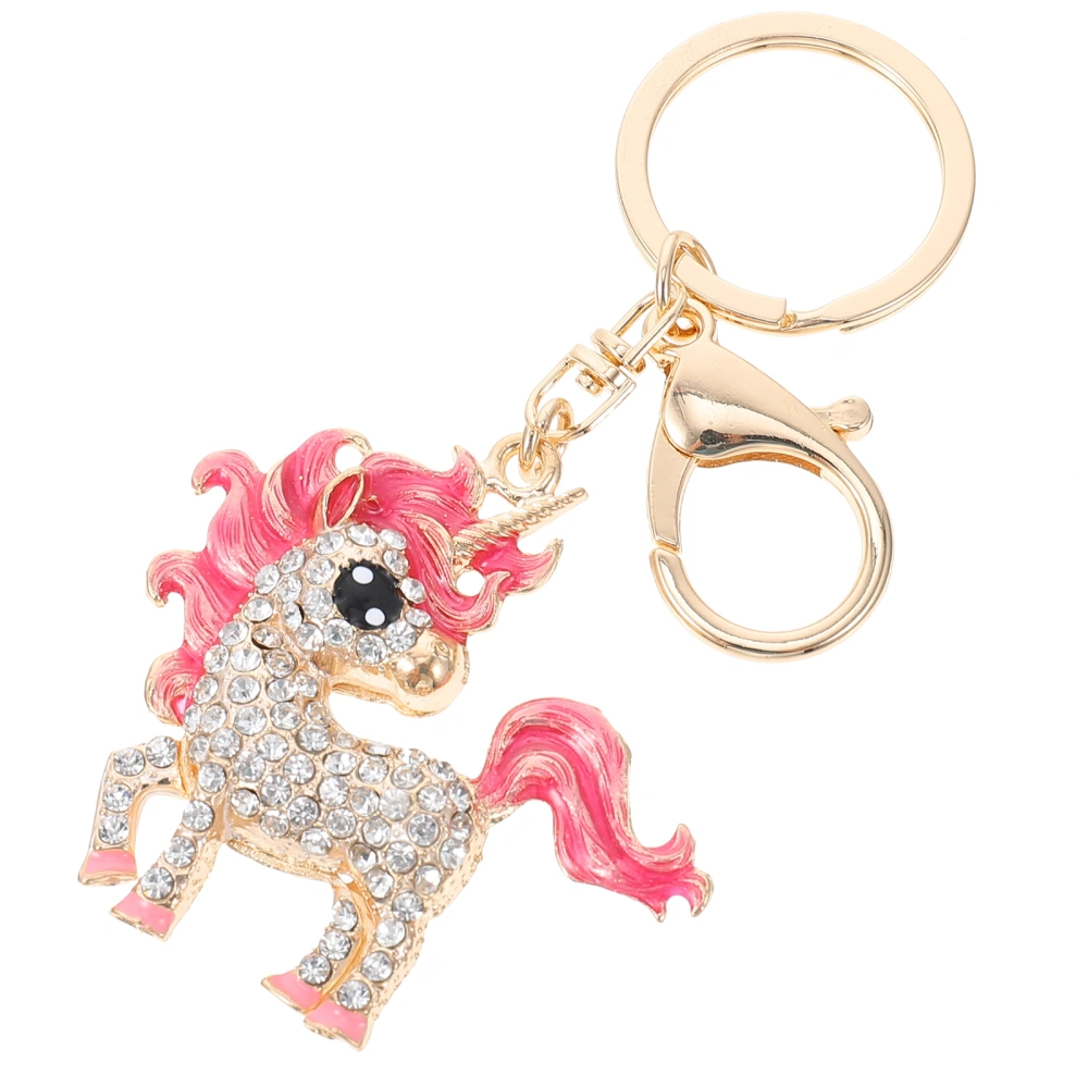 Rhinestone Unicorn Key Ring Bag Hanging Pendant Decorative Key Ring Bag Decor