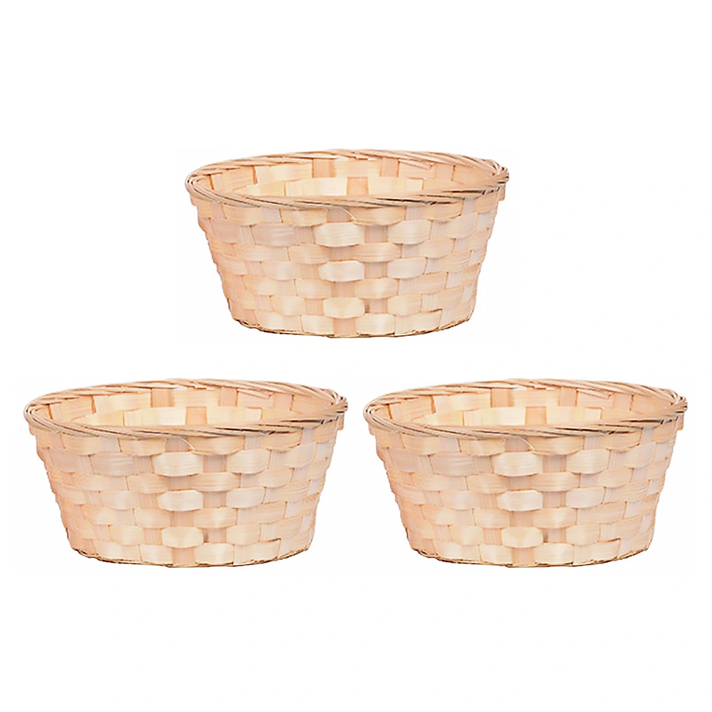 3Pcs Durable Bamboo Baskets Useful Storage Baskets Lightweight Baskets for Home