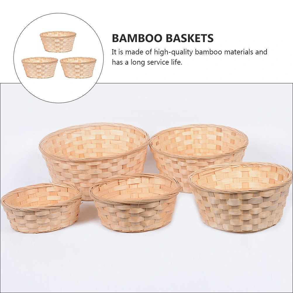 3Pcs Durable Bamboo Baskets Useful Storage Baskets Lightweight Baskets for Home