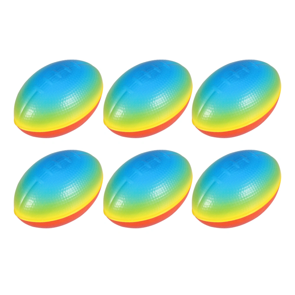 6 Pcs 9 CM Simulated Bouncy Rugby Creative PU Jumping American Footballs High Elastic Balls Pressure Releasing Toy  for Children Adults the Older (Rainbow Color)