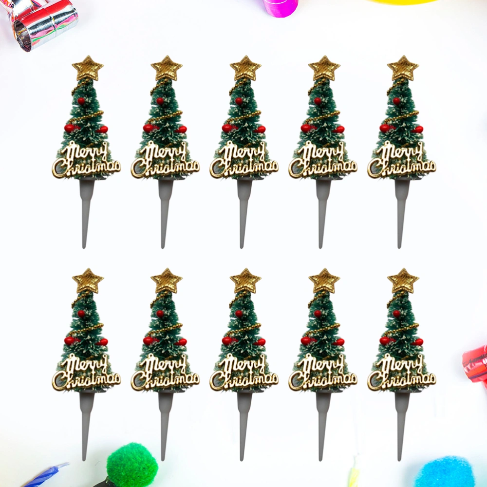 10 Pcs Cake Toppers Christmas Tree Shape Birthday Party Cake Picks Food Decoration Supplies