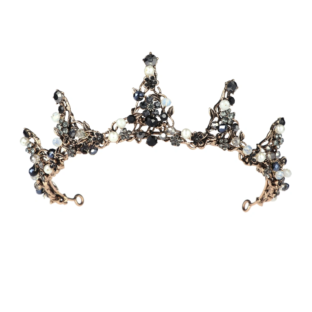 Women Crown Handmade Luxury Hair Band Branch Shape Hair with Artificial Rhinestone Imitation Pearl Wedding Bridal Headdress Hair Accessories Wedding Dress Accessories(Black)