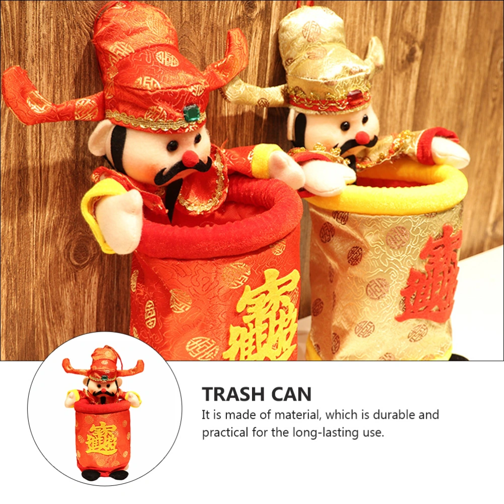 1pc Desktop Decoration Chinese Style Wealth God Candy Bag Desktop Trash Can