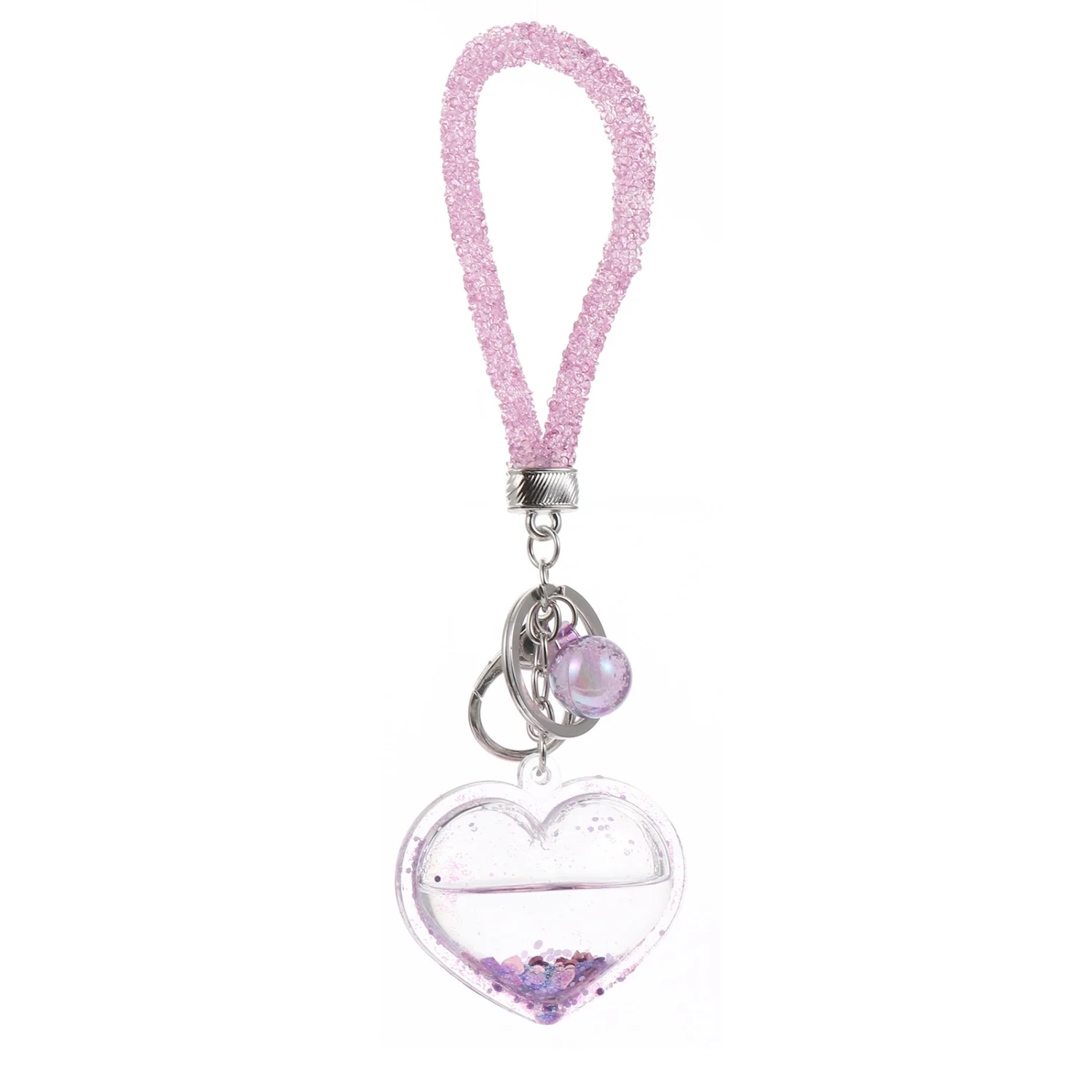 1 Set Powder Design Lovely Key Chain Heart Pendant Bag Pendant Key Chain