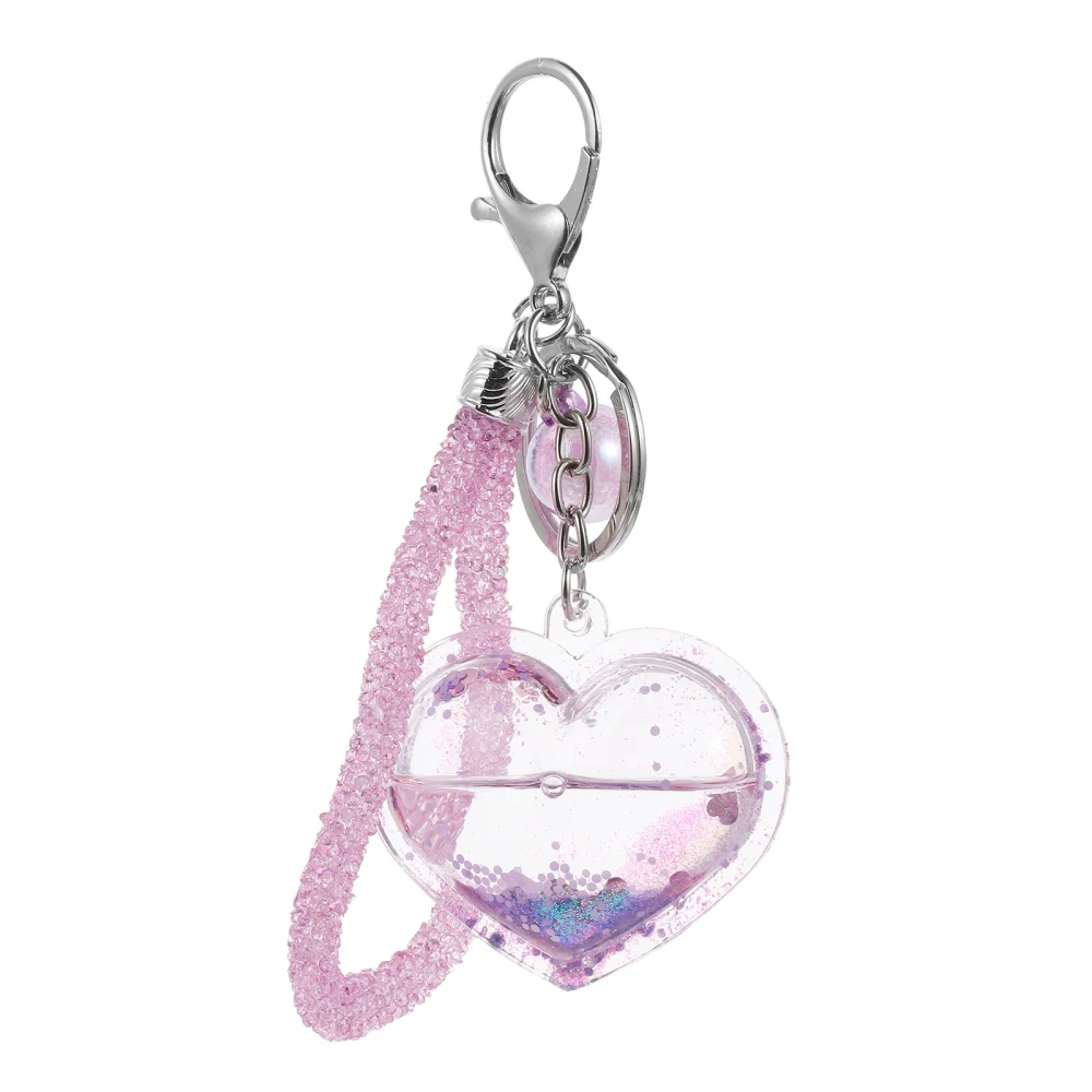 1 Set Powder Design Lovely Key Chain Heart Pendant Bag Pendant Key Chain