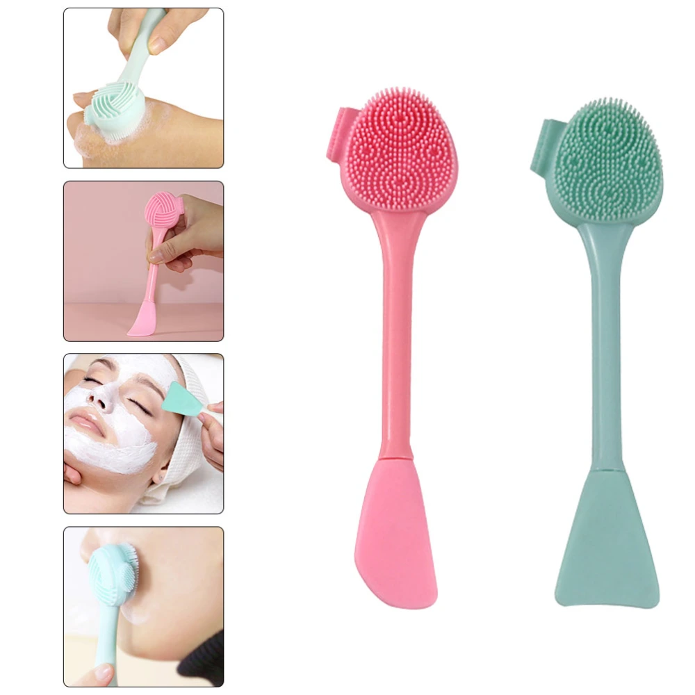 2PCS Mask Mixing Mudpack Makeup Removal Brush Silicone Facial Cleansing Brush