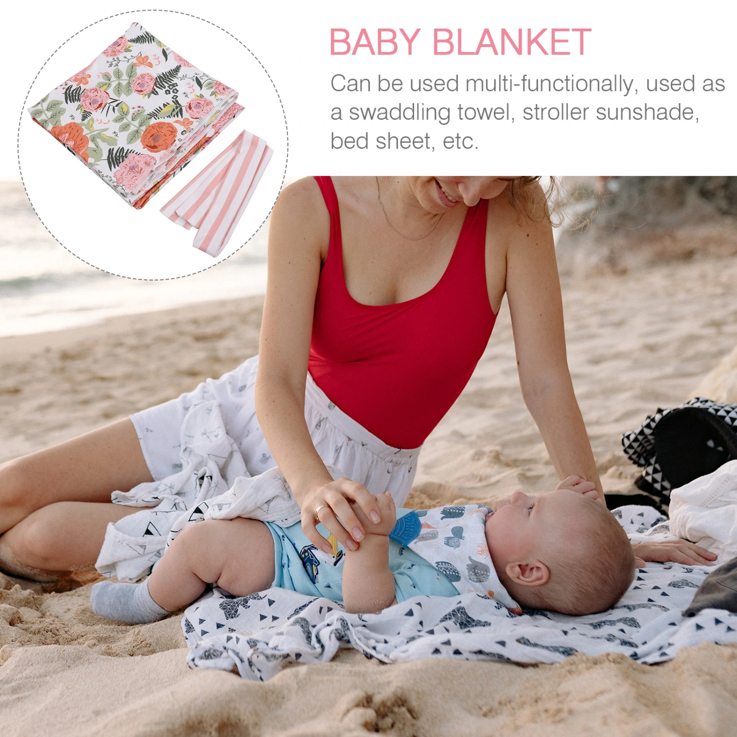 1 Set Baby Blanket Cartoon Baby Swaddle Blanket Newborn Anti-kick Blanket
