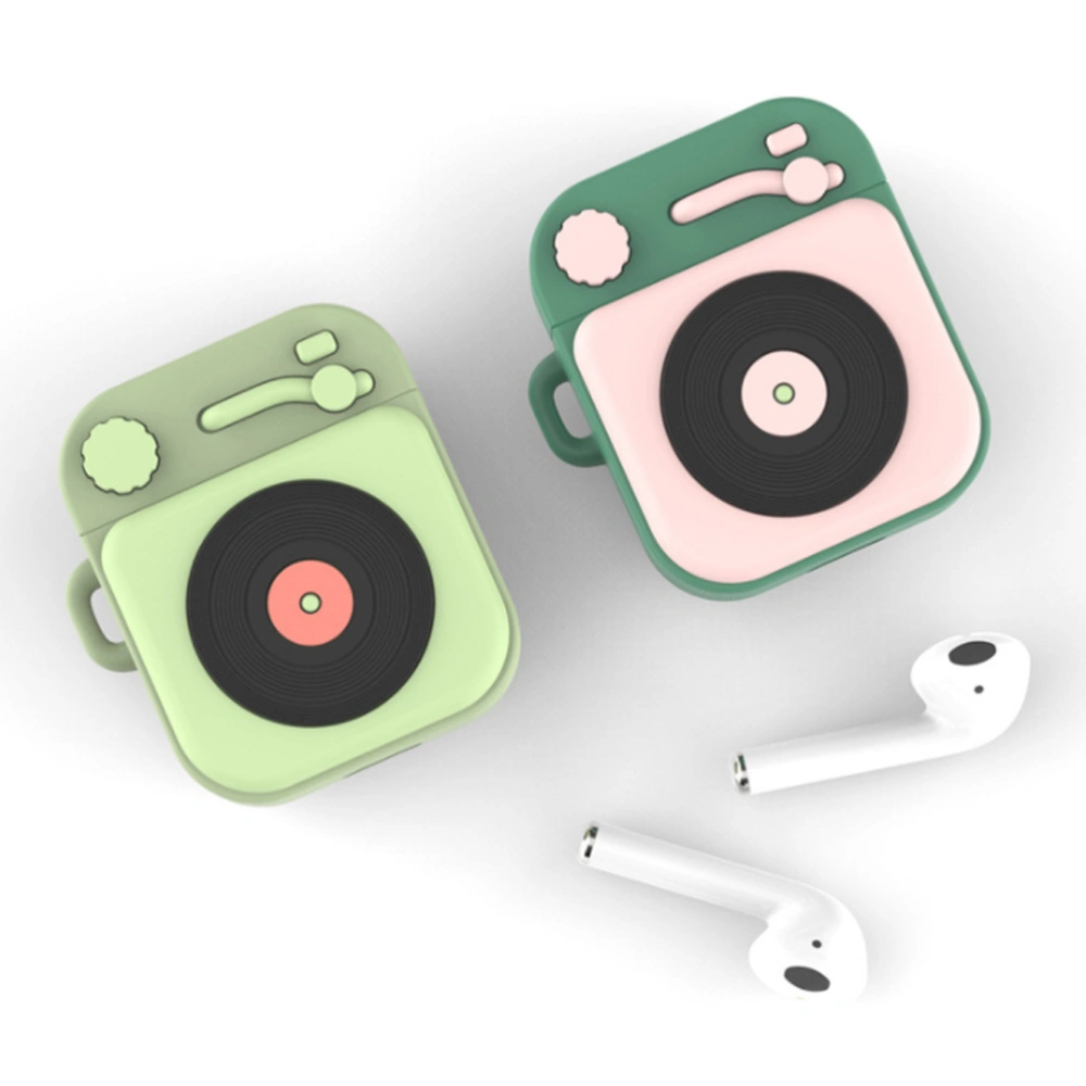 1pc Recorder Player Shaped Earphone Case Creative Earpiece Protector Earbuds Box Compatible for Apple Airpods Dark Green