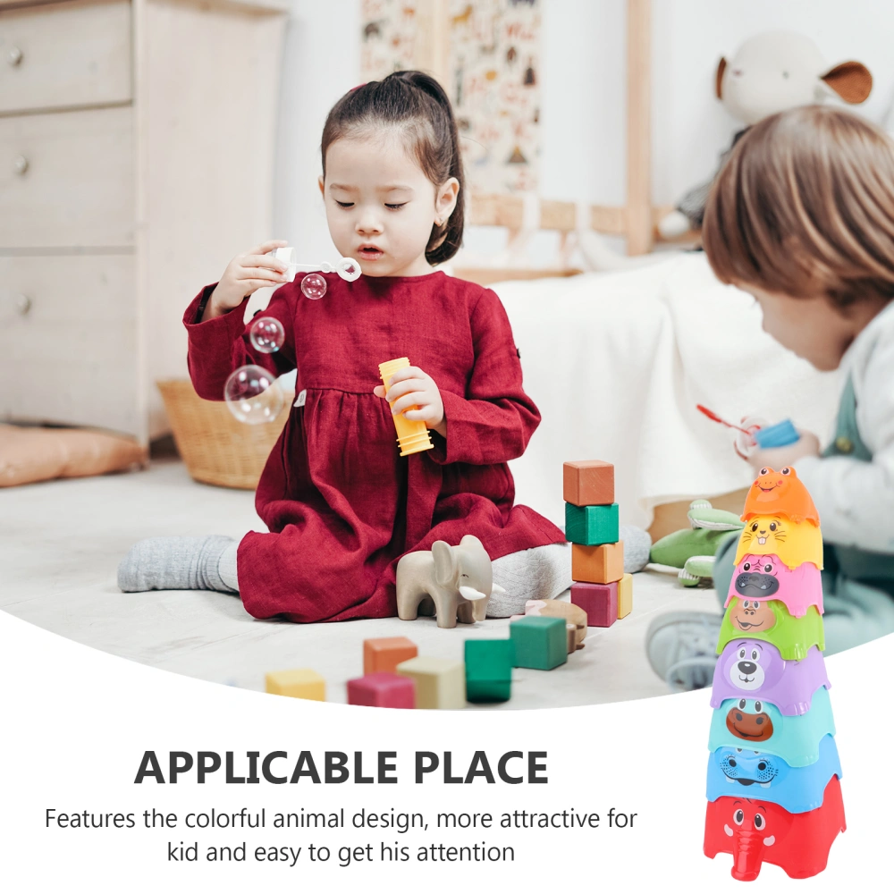 8pcs Kids Colorful Stacking Toy Educational Animal Stack Toy Stacking Cup Toy