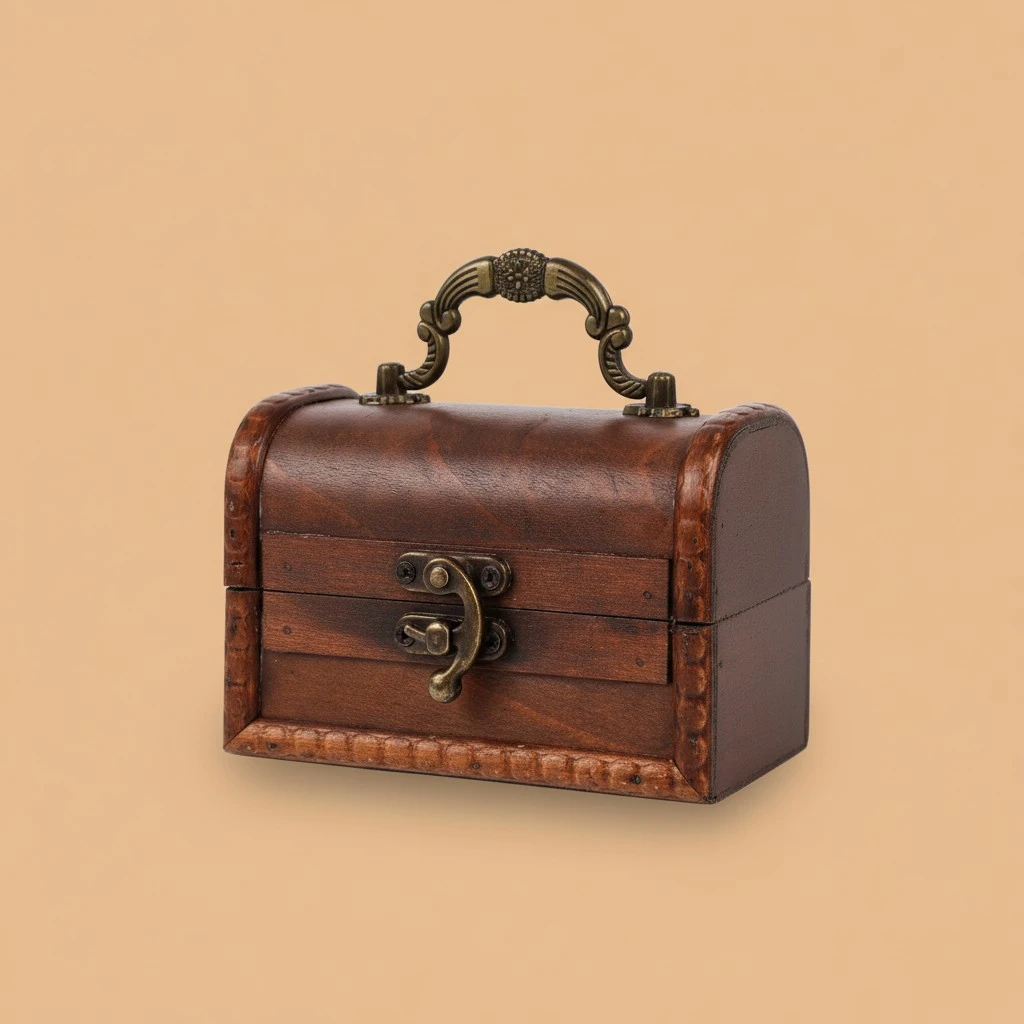 Wooden Trinket Box Retro Jewelry Case Vintage Jewelry Box Handheld Storage Case