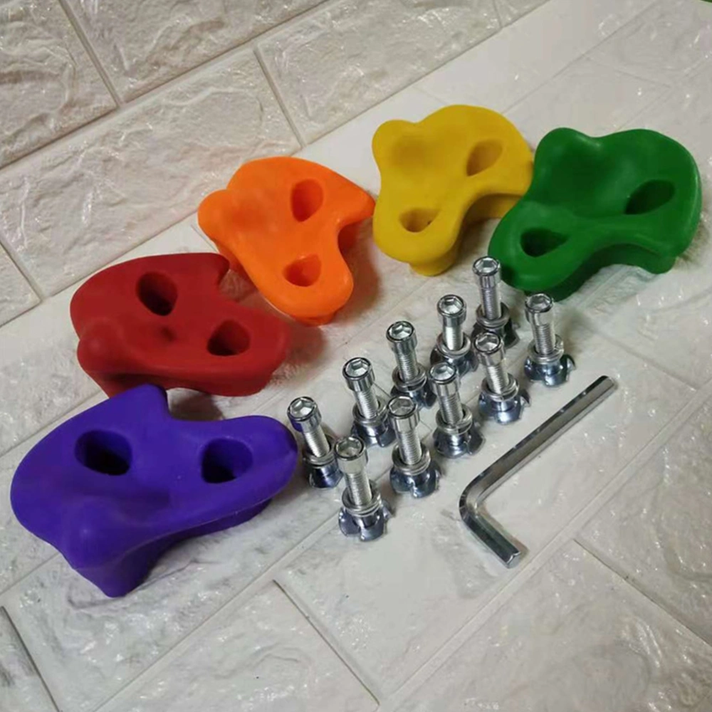 Kids Wall Climbing Holds with Screw Climbing Rocks for Children Outdoor Playground (5pcs Climbing Holds + 10pcs Screw)