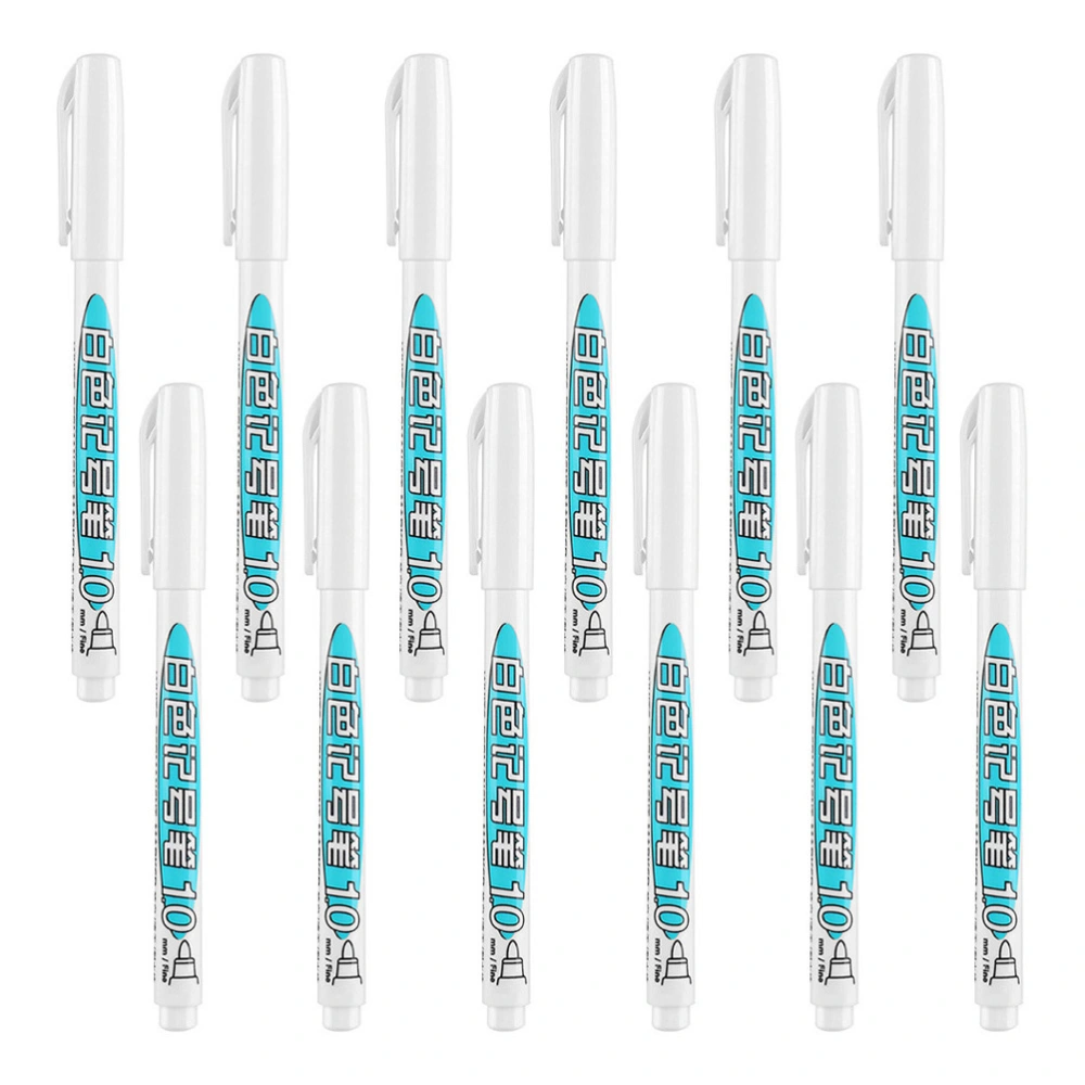 12pcs Multipurpose Paint Pens Portable Marking Pens Graffiti Markers (White)