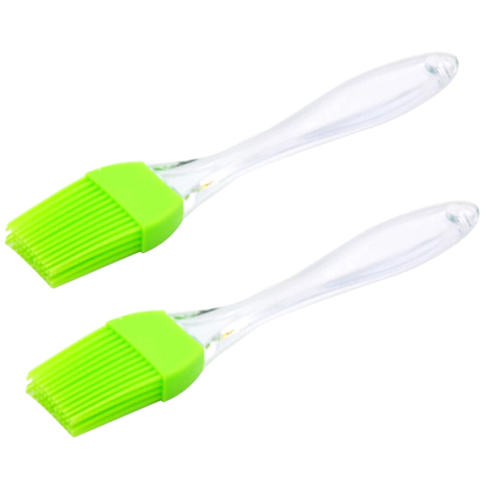 2pcs Heatproof Silicone Brush with Transparent Handle Oil Sauce Cream Brush for Barbecue BBQ Meat Cakes Pastries (Green)