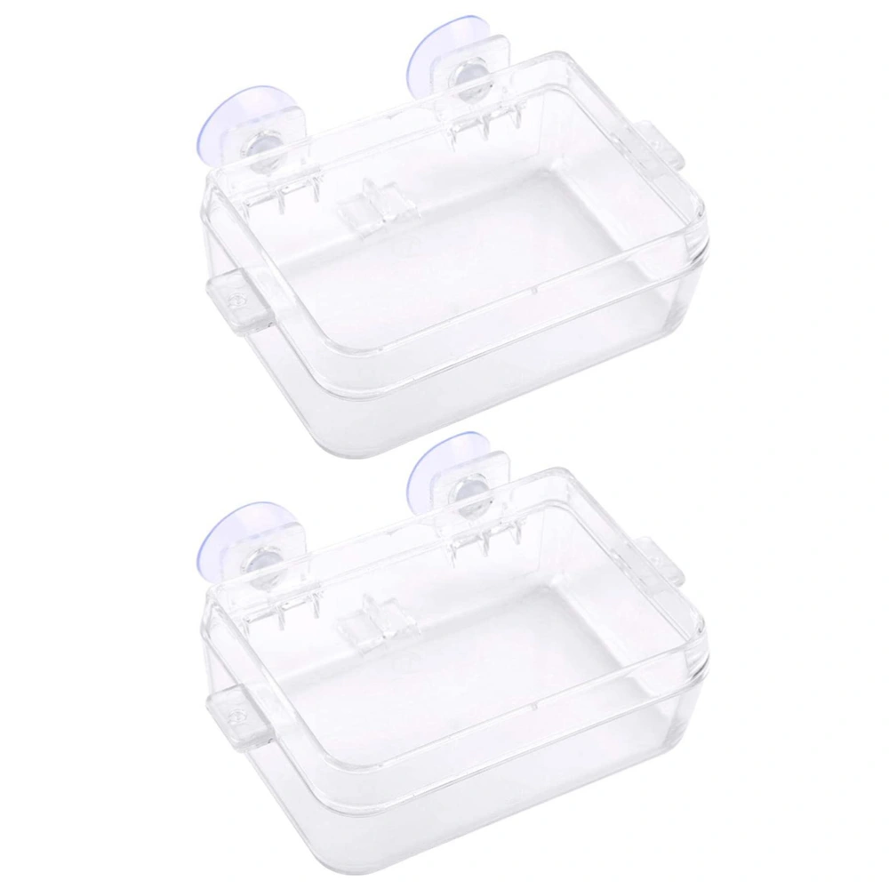 2pcs Reptile Water Dish Transparent Basin Lizard Feeder Anti-Escape Feeding Bowl