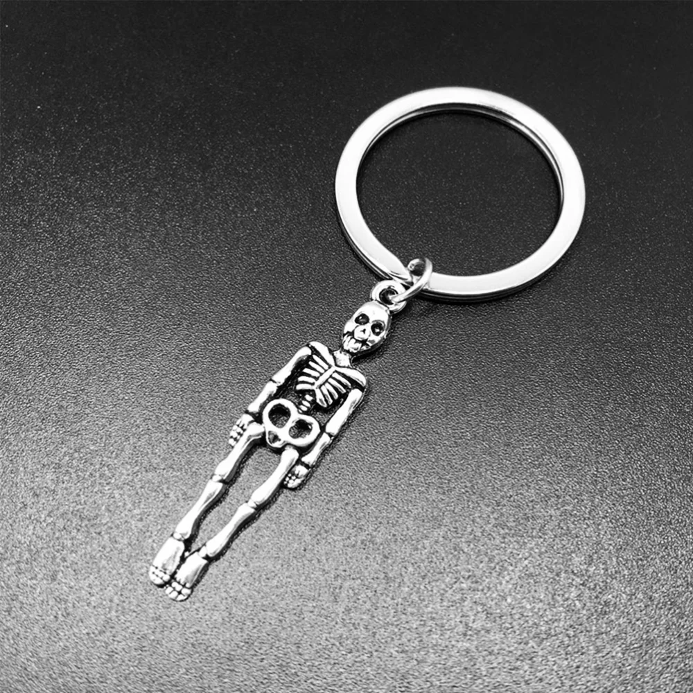 2pcs Halloween Keychain Human Skeleton Shape Creative Key Ring Keychain Alloy Pendant Bag Pandent Decoration Accessory Creative Gift