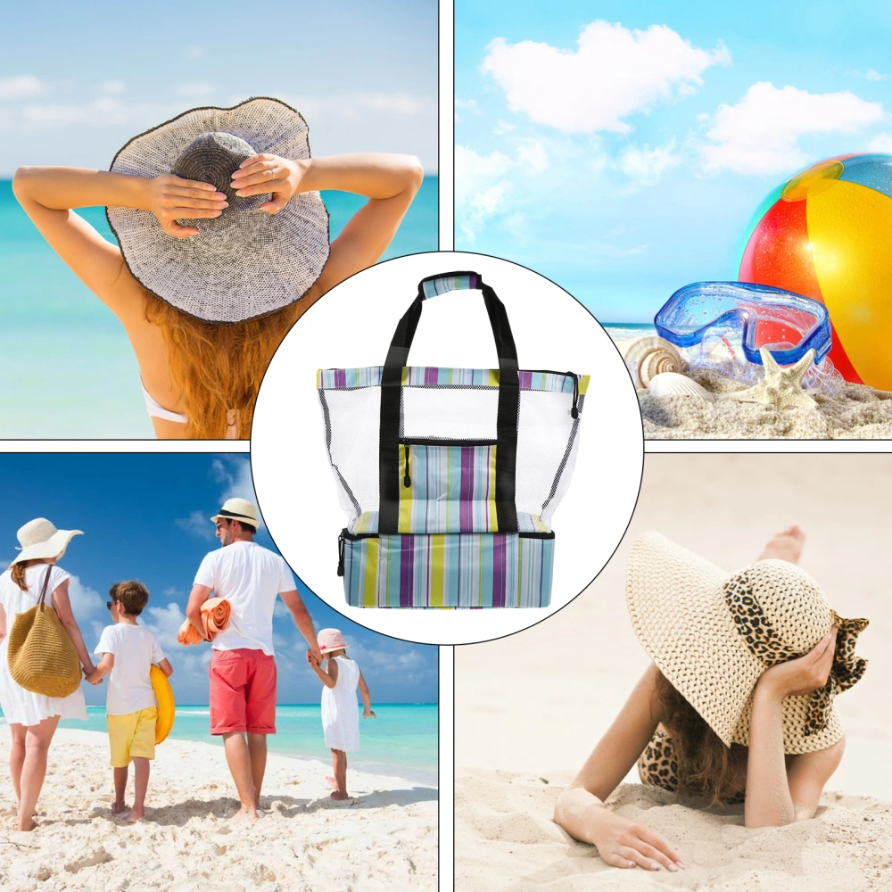 Picnic Beach Bag Large Capacity Bag Food Delivery Travel Insulated Mesh Bag