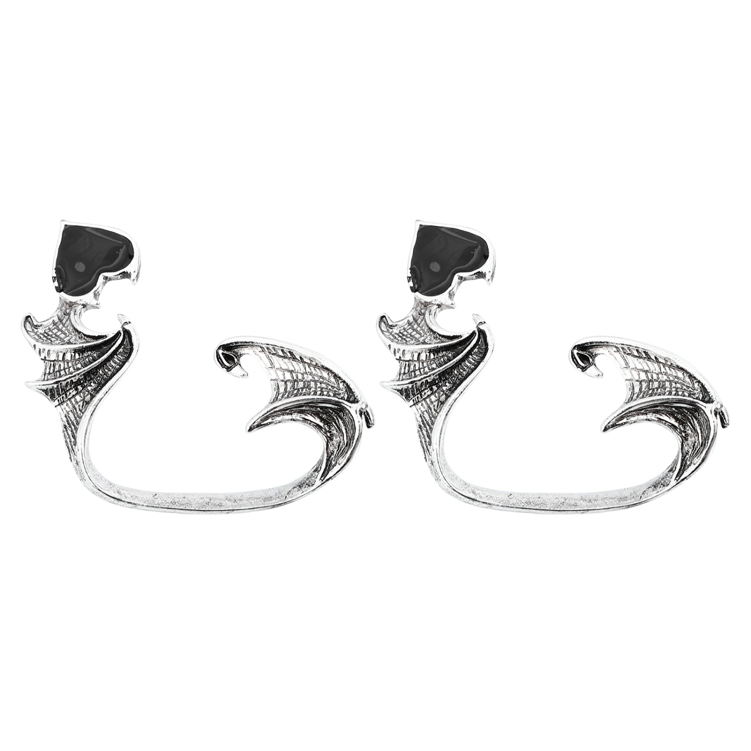 2pcs Halloween Cuff Earring Gothic Wings Ear Climber Earrings Punk Elf Earrings