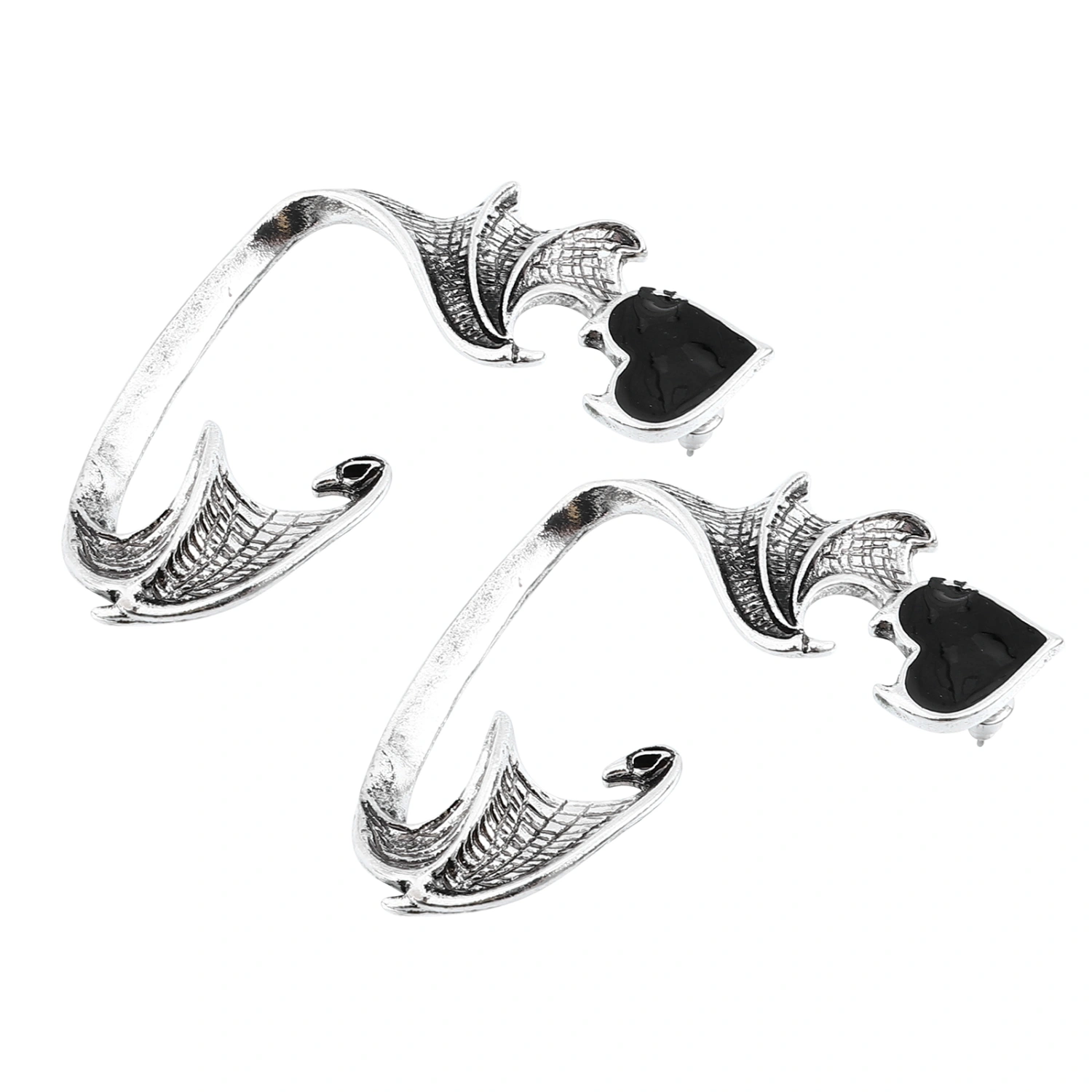 2pcs Halloween Cuff Earring Gothic Wings Ear Climber Earrings Punk Elf Earrings