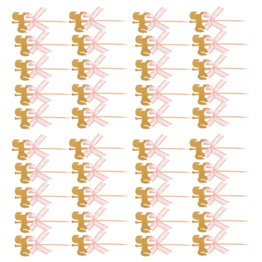  40pcs Creative Horse Shape Cupcake Toppers Carousel Horse Theme Cake Toppers