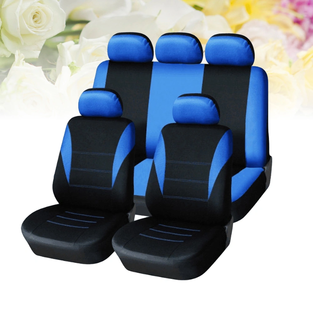 9 Pcs 5 Seats Car Seat Covers Universal Auto Seat Cover Wear Resistant Dustproof Car Seat Protector Mat Car Interior Accessory (Blue)