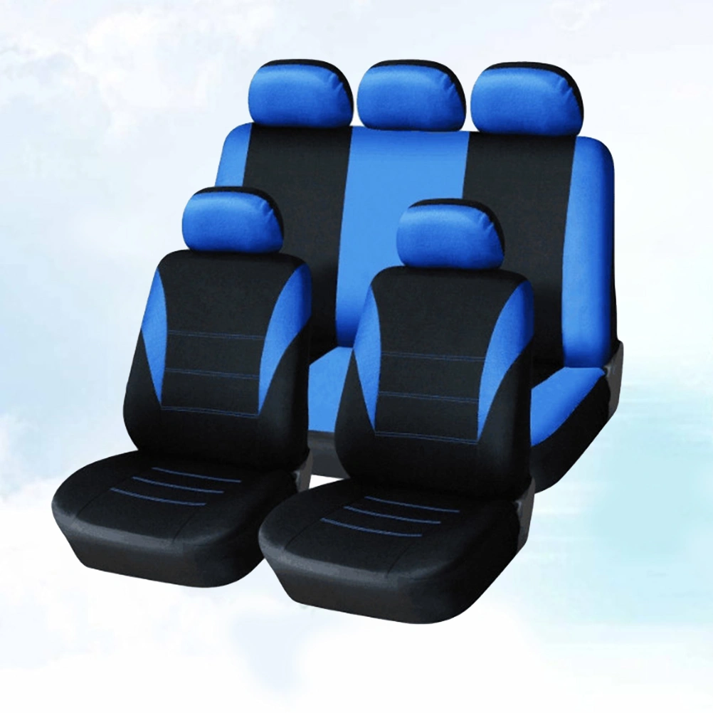 9 Pcs 5 Seats Car Seat Covers Universal Auto Seat Cover Wear Resistant Dustproof Car Seat Protector Mat Car Interior Accessory (Blue)
