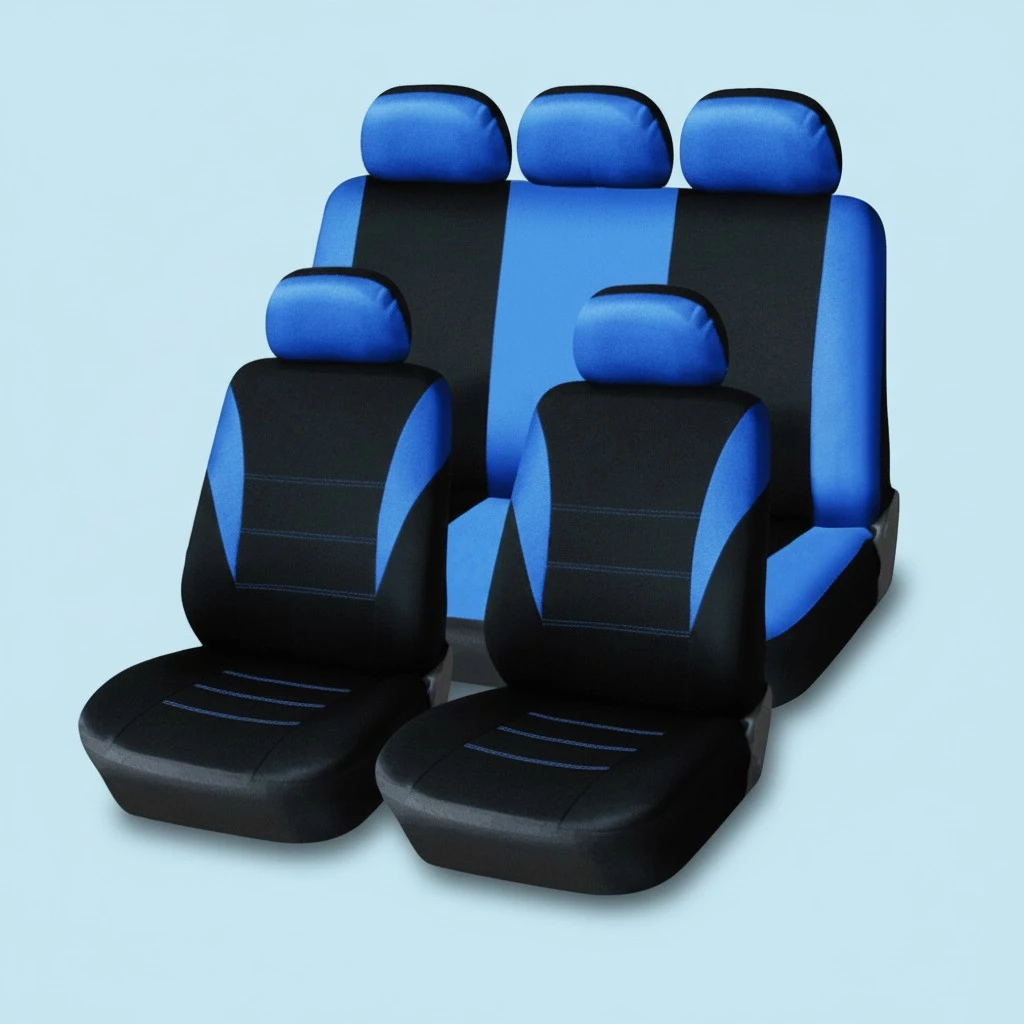 9 Pcs 5 Seats Car Seat Covers Universal Auto Seat Cover Wear Resistant Dustproof Car Seat Protector Mat Car Interior Accessory (Blue)