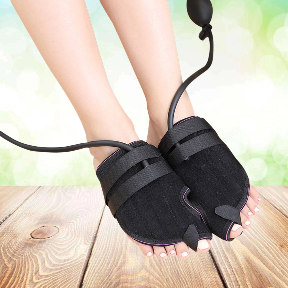 1 Pair of Big Toe Splints Bunion Corrector Vapour-pressure Type Toe Separator Straightener (Black）