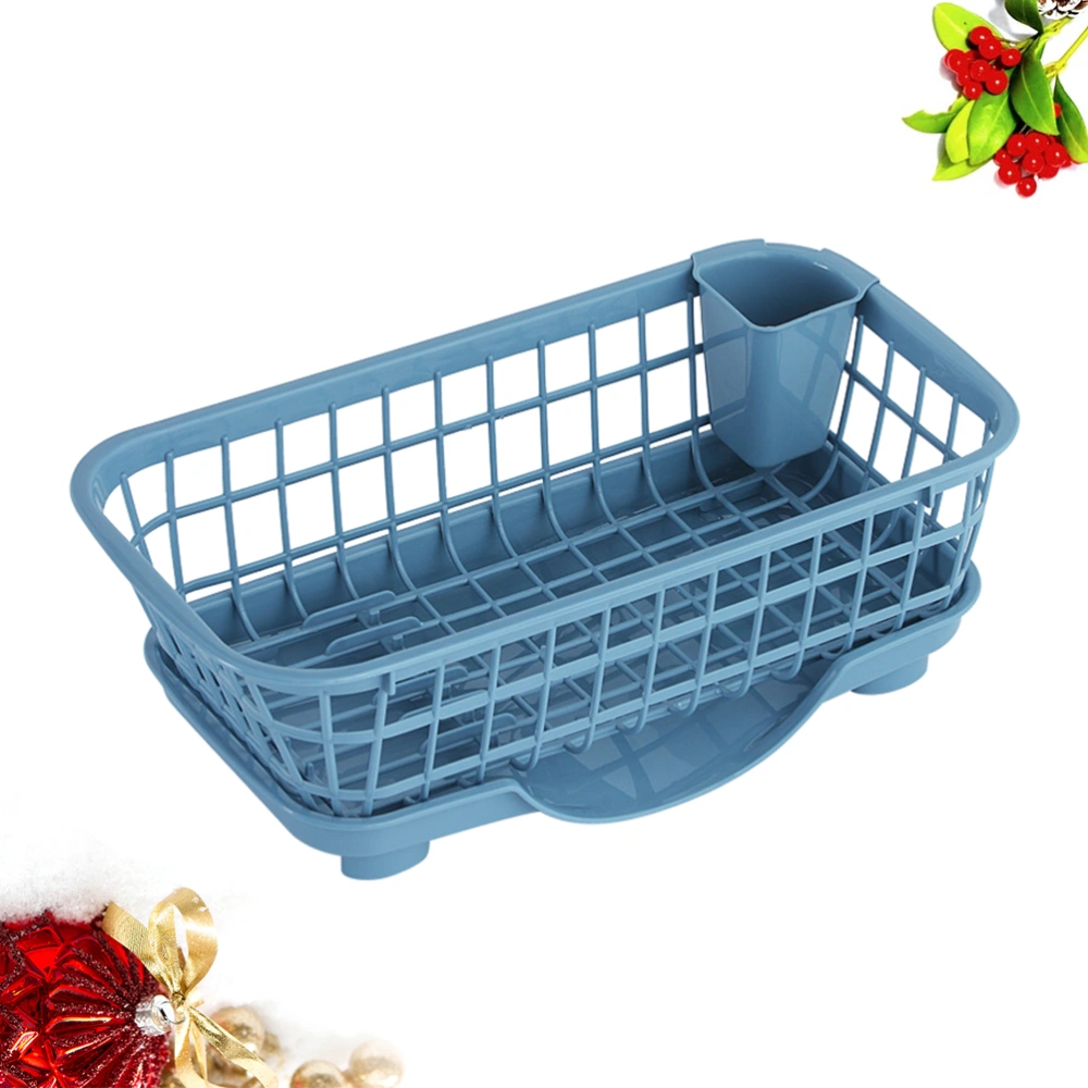 Multifunctional Kitchen Draining Rack Dish Plate Storage Rack Household Storage Holder (Blue)