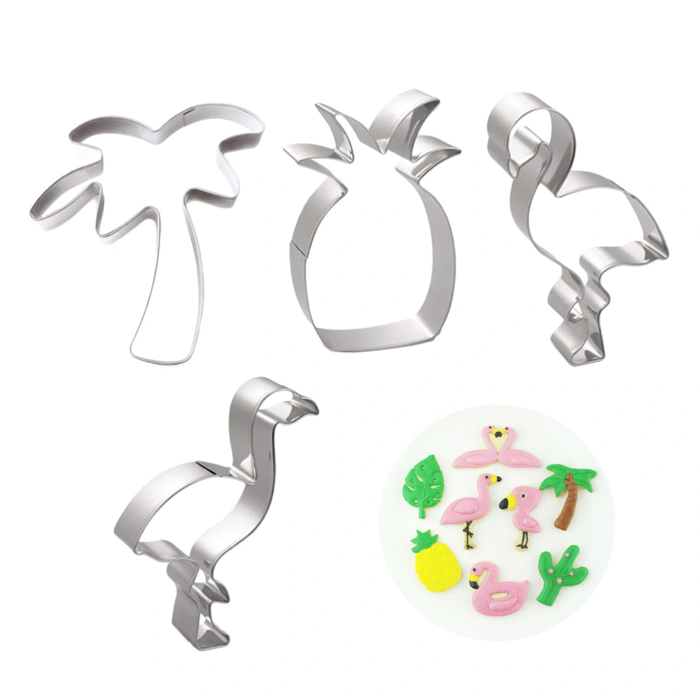 Coconut Tree Shape Cookie Cutters Stainless Steel Cake Mould Fondant Biscuit Cutters DIY Cake Decorating Tools (Silver)