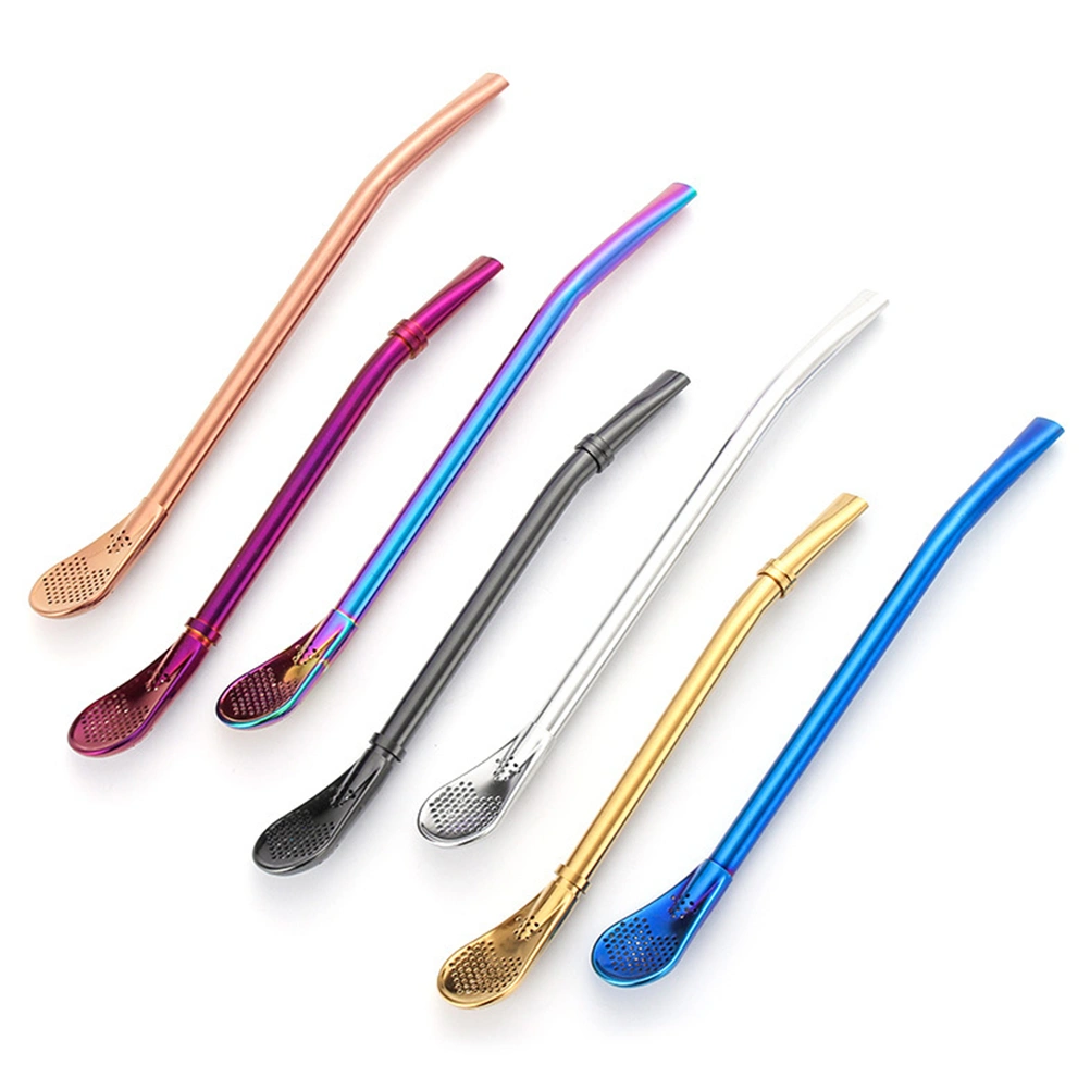 2Pcs Stainless Steel Swizzle Sticks Honey Dipper Filting Mixing Spoon Spherical Stir Stick for Coffee Milk (Stainless Steel Strainer Straws, Rose Gold)