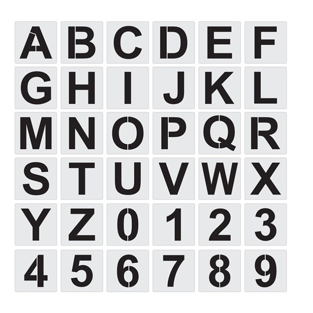 36Pcs Reusable Alphabet Templates Letter Stencils for Painting Letter Number Templates