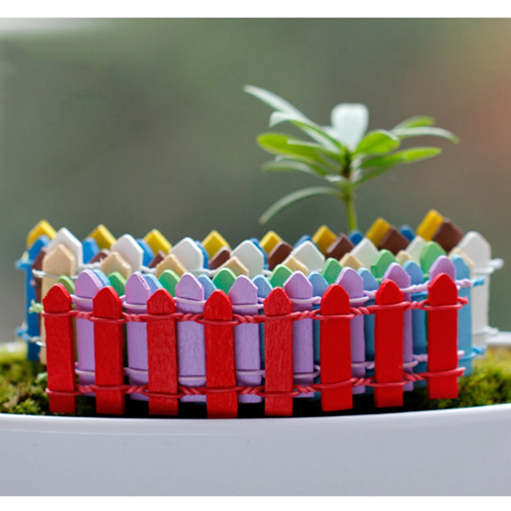 10pcs Mini Wood Micro Landscape Fence Miniature Fence DIY Mini House Fairy Garden Micro Plant Decoration Bonsai Ornament(Mixed Color 10 Colors Equally Divided)