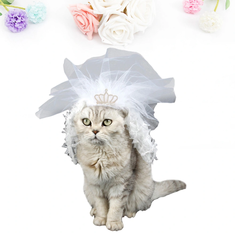 1pc Cat Wedding Dress Pet Bridesmaid Lace Wedding Dress Pet Supplies for Cat Kitten Wear (White S)