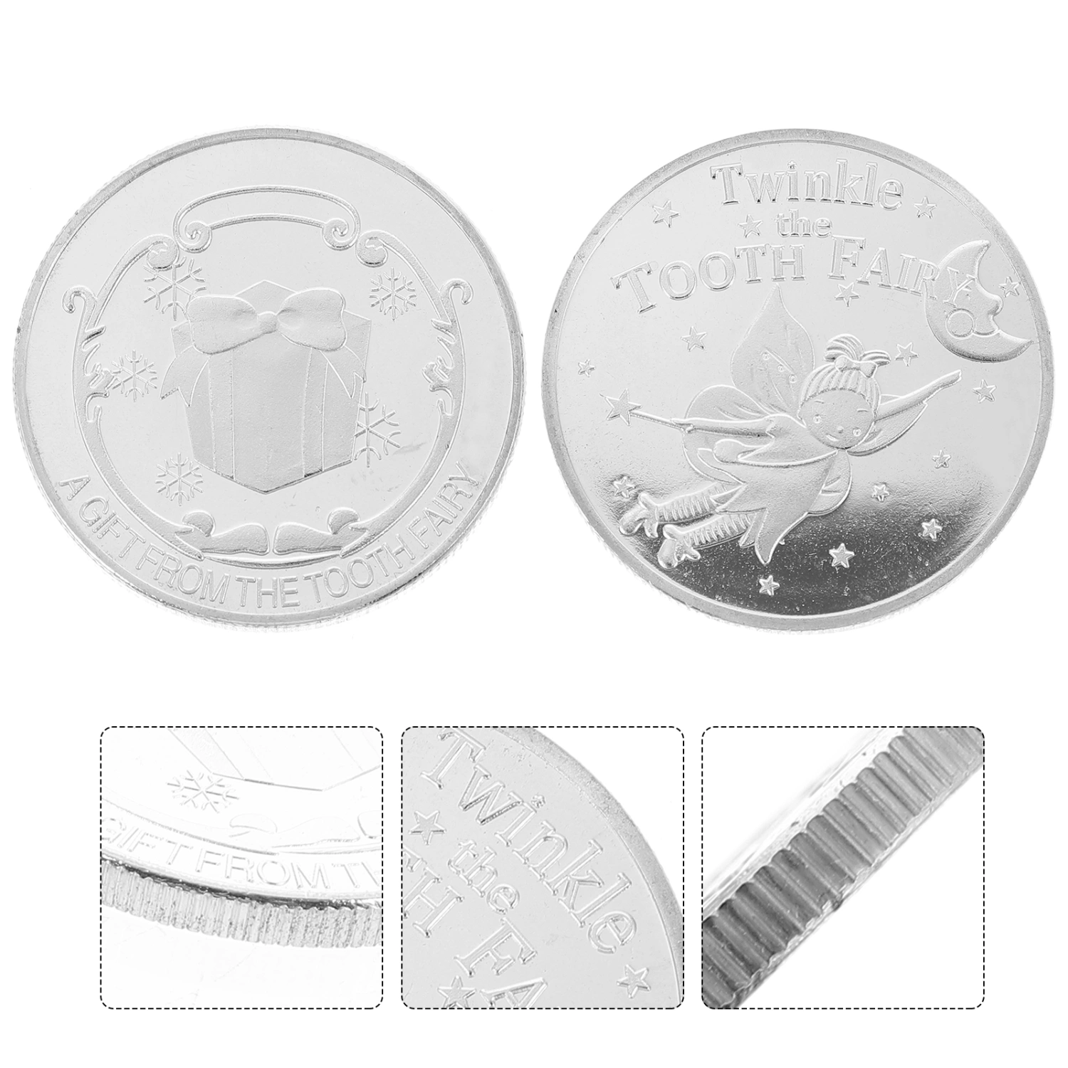 2pcs Tooth Fairy Coin Iron Coin Reward Collection Coin Experience Coin(Sliver)
