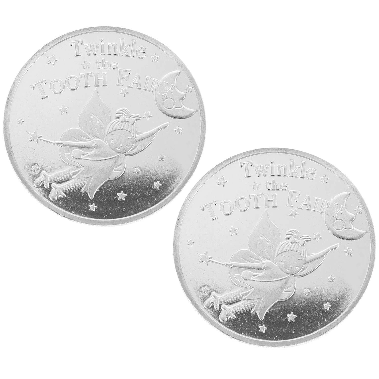 2pcs Tooth Fairy Coin Iron Coin Reward Collection Coin Experience Coin(Sliver)
