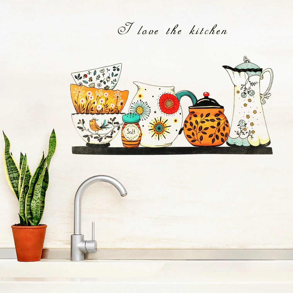 2 Sheets Kitchen Wall Sticker Waterproof Wall Decal Oil Resistant Tile Stickers