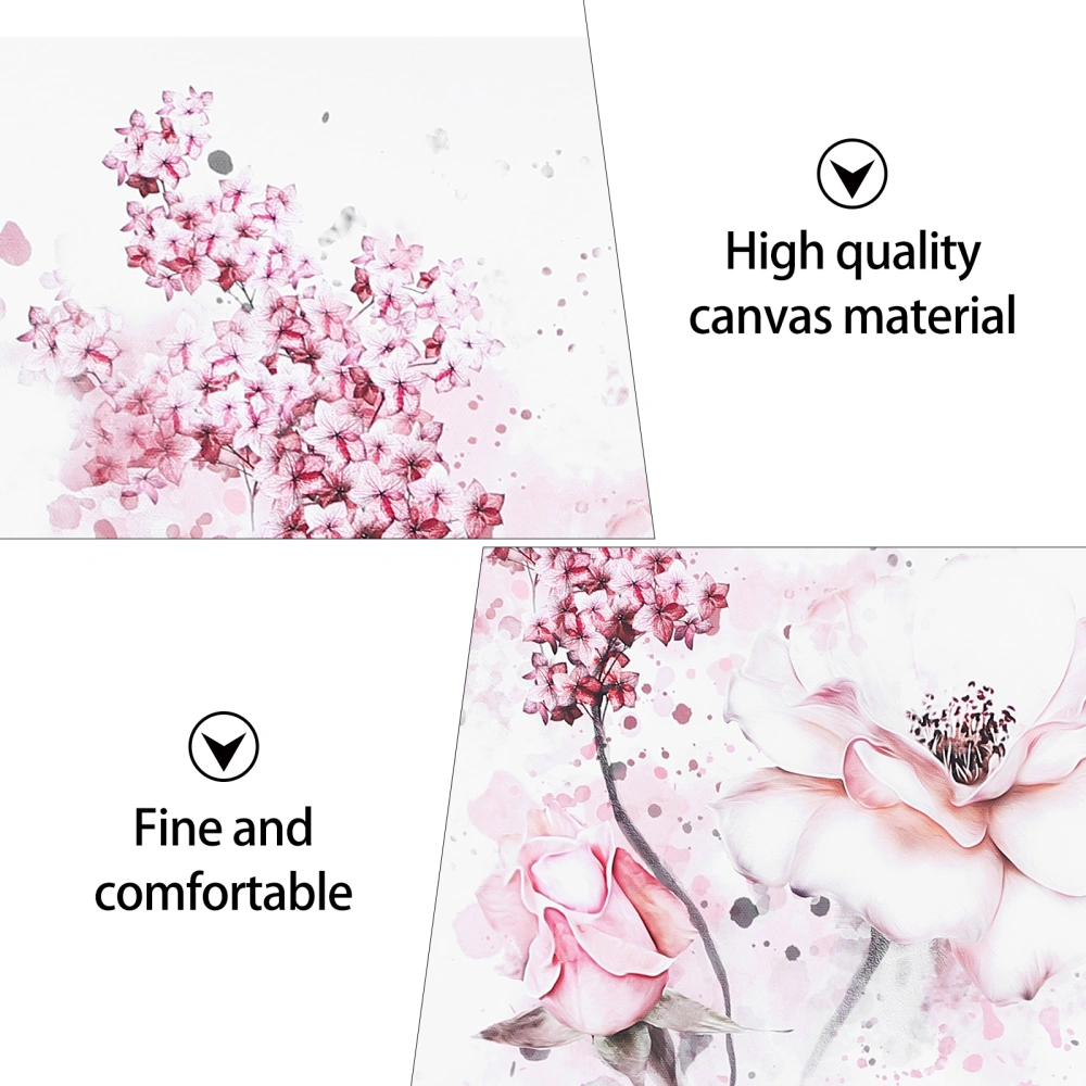 3pcs Frameless Canvas Painting Pink Girl Flower Tower Pattern Painting Cores