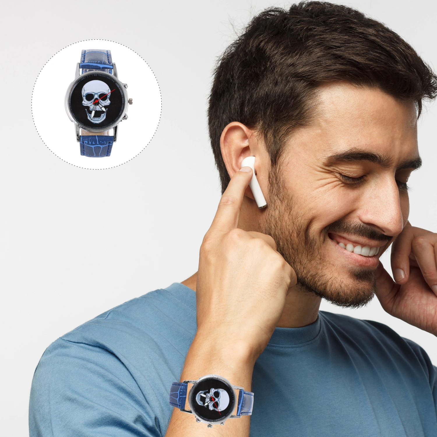 1pc Skeleton Watch Quartz Watch Horrible Pattern Watch Male Skull Watch