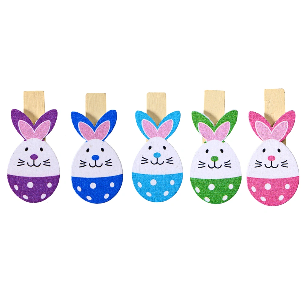 50pcs Lovely Rabbit Colored Wooden Pegs Note Memo Photo Clips Holder Craft Clips Ornaments for Easter Party Decoration