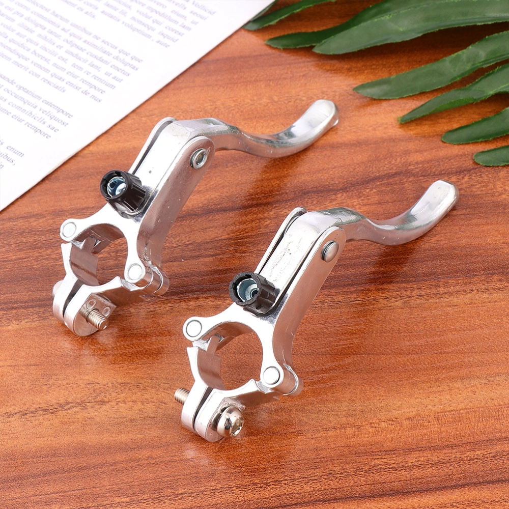 2 Pair Bike Brake Lever Durable Aluminum Alloy Brake Handle Bike Spare Parts Bike Accessories (Black + Silver)