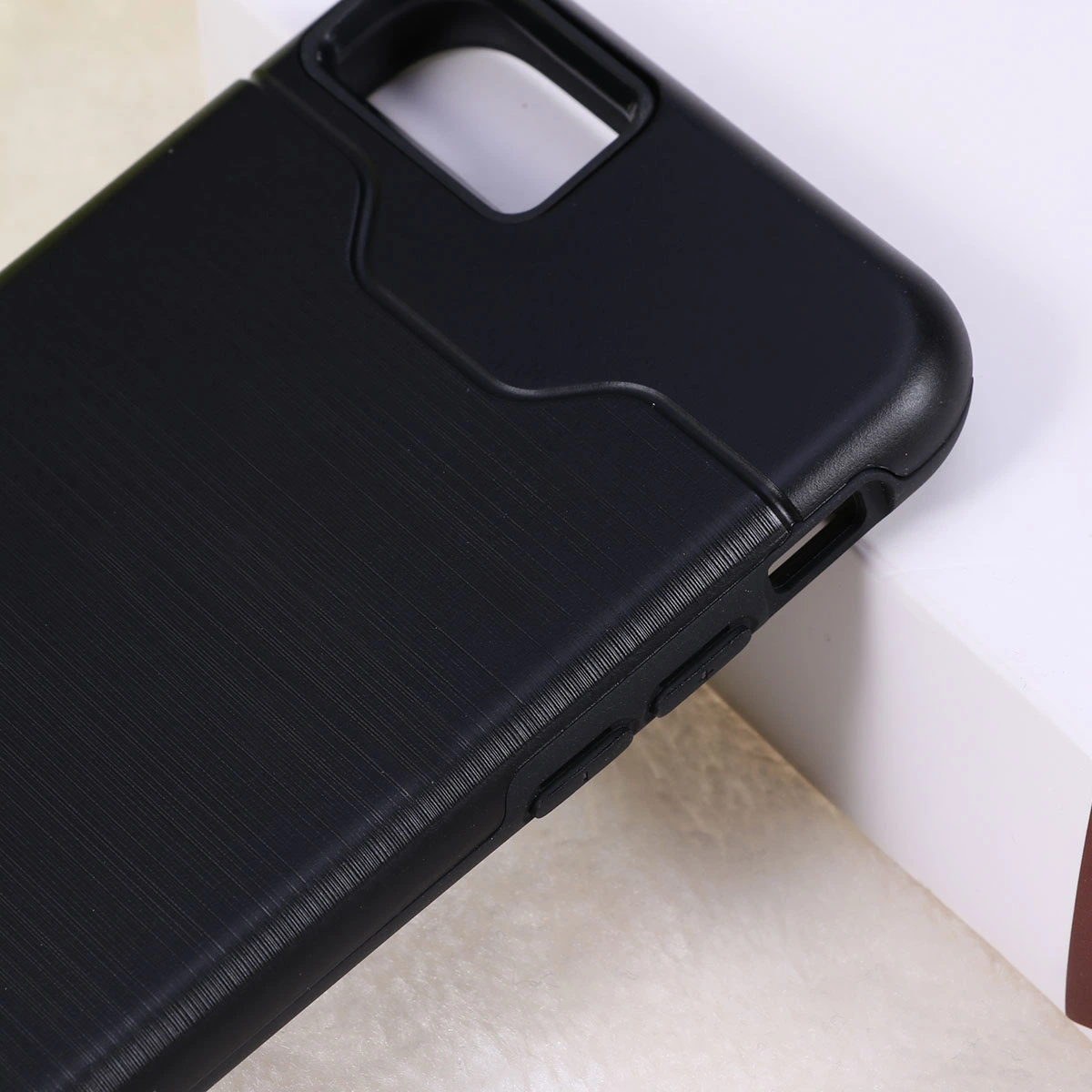 Wallet Phone Case Shockproof Holder Case Sturdy Kickstand Phone Cover with Wire Drawing Treatment for iPhone 7/8(Black)